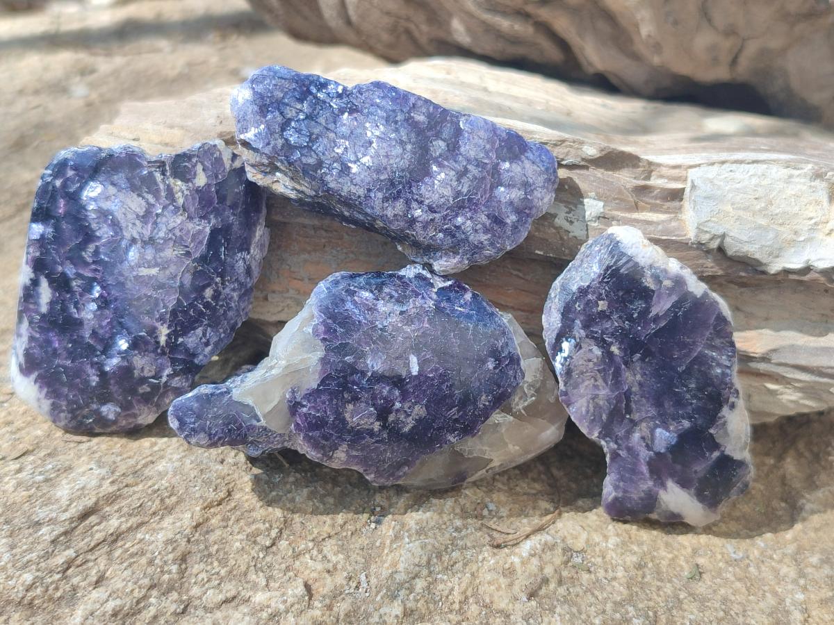 Polished One Side Lithium Silver Leaf Lepidolite x 35 From Zimbabwe