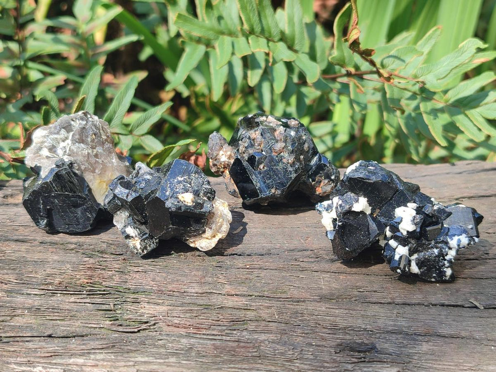 Natural Schorl Black Tourmaline Crystals and Clusters with Associated Minerals x 35 From Erongo, Namibia