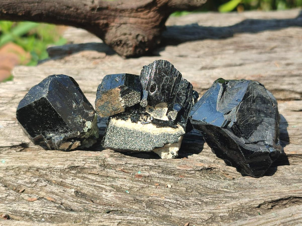 Natural Schorl Black Tourmaline Crystals and Clusters with Associated Minerals x 35 From Erongo, Namibia