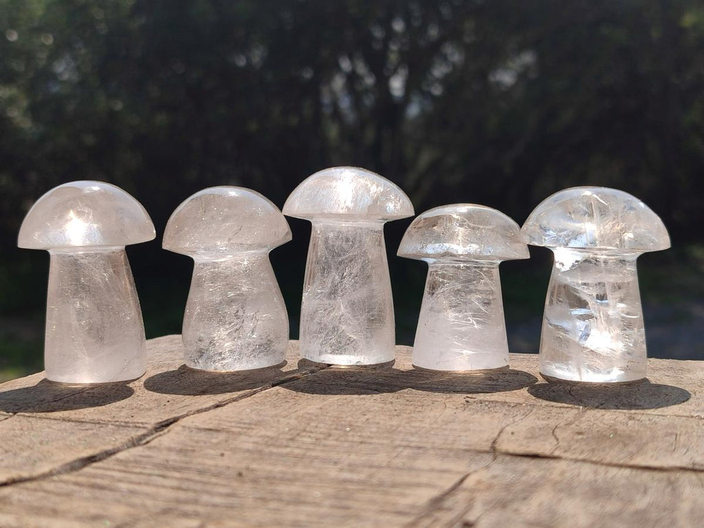 Polished Clear Quartz Mushrooms x 12 From Madagascar