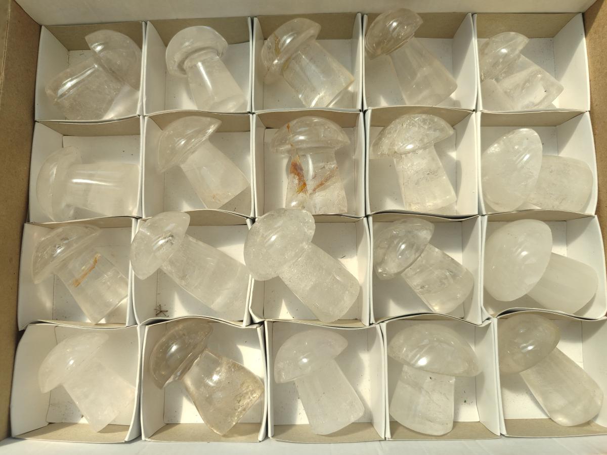 Polished Clear Quartz Mushrooms x 12 From Madagascar