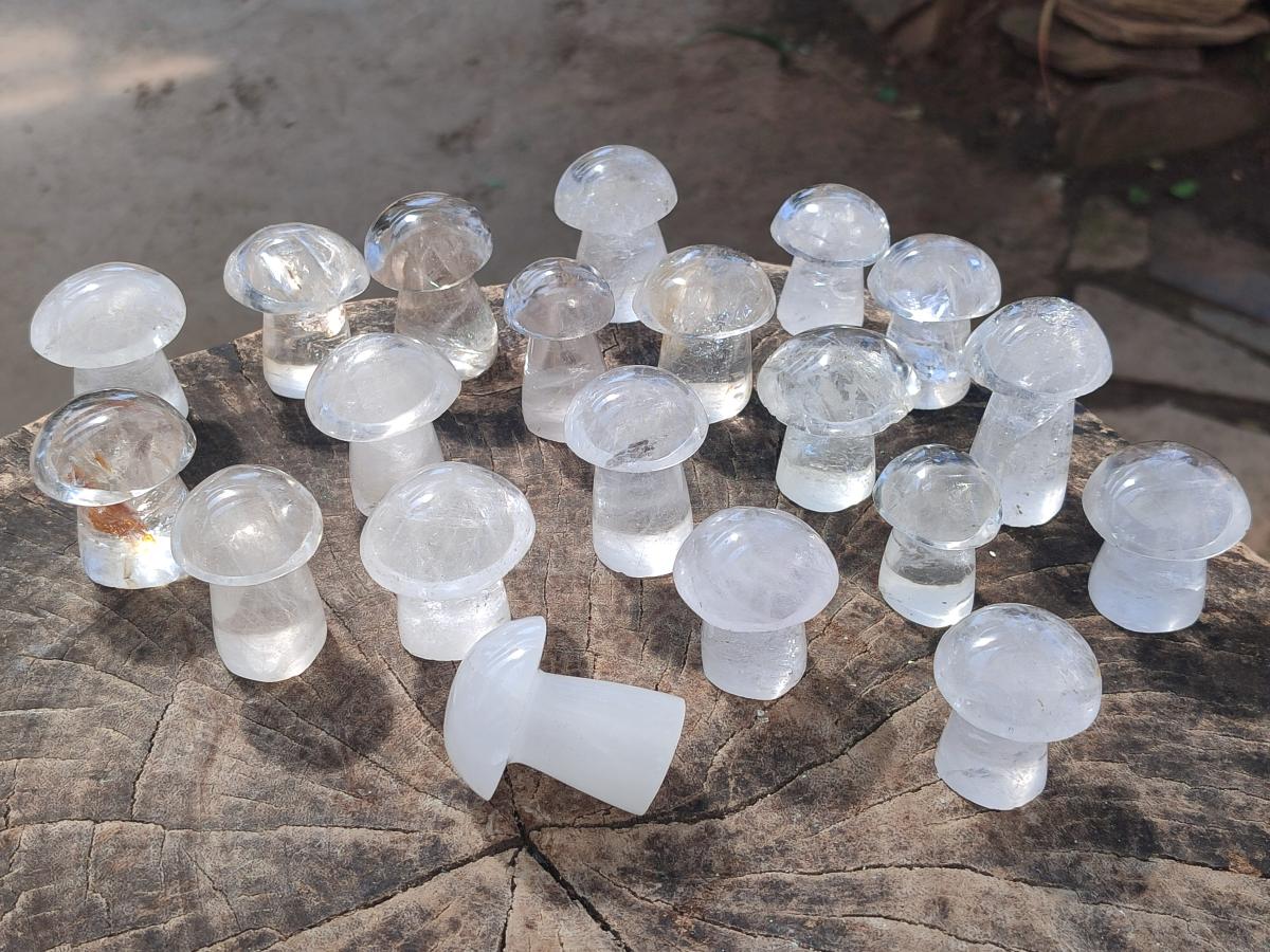 Polished Clear Quartz Mushrooms x 12 From Madagascar