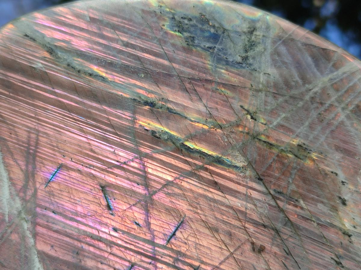 Polished Large Rare Purple Sunset Flash Labradorite Standing Display Piece x 1 From Madagascar