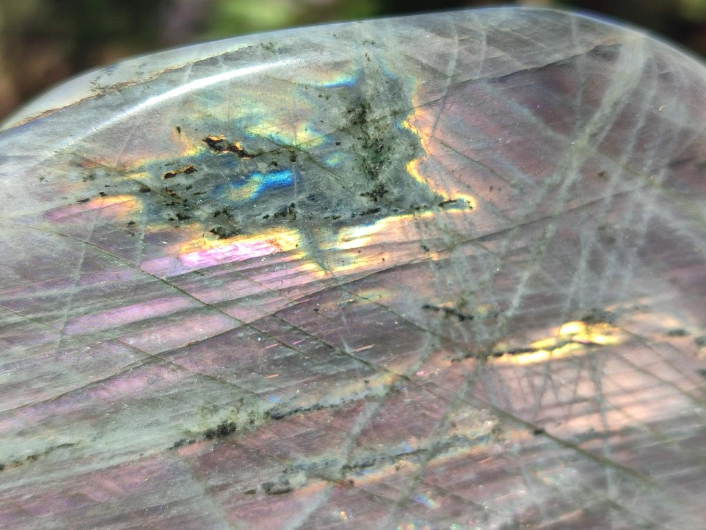Polished Large Rare Purple Sunset Flash Labradorite Standing Display Piece x 1 From Madagascar