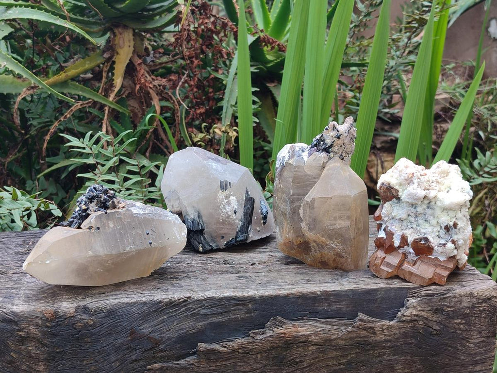 Natural Smokey Quartz Crystals with Associated Minerals x 4 From Erongo, Namibia