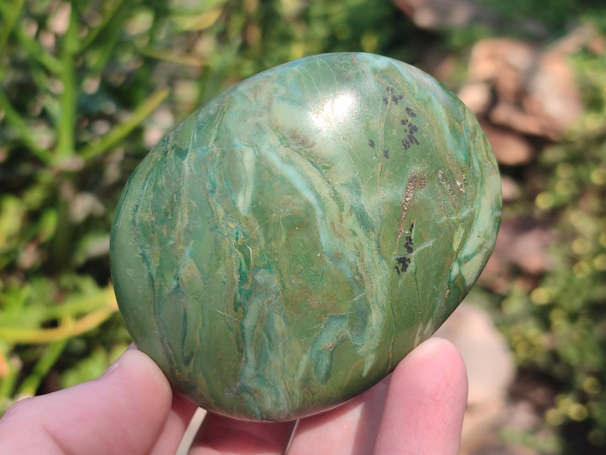 Polished Chrome Verdite Gemstone Galets  x 12 From Zimbabwe