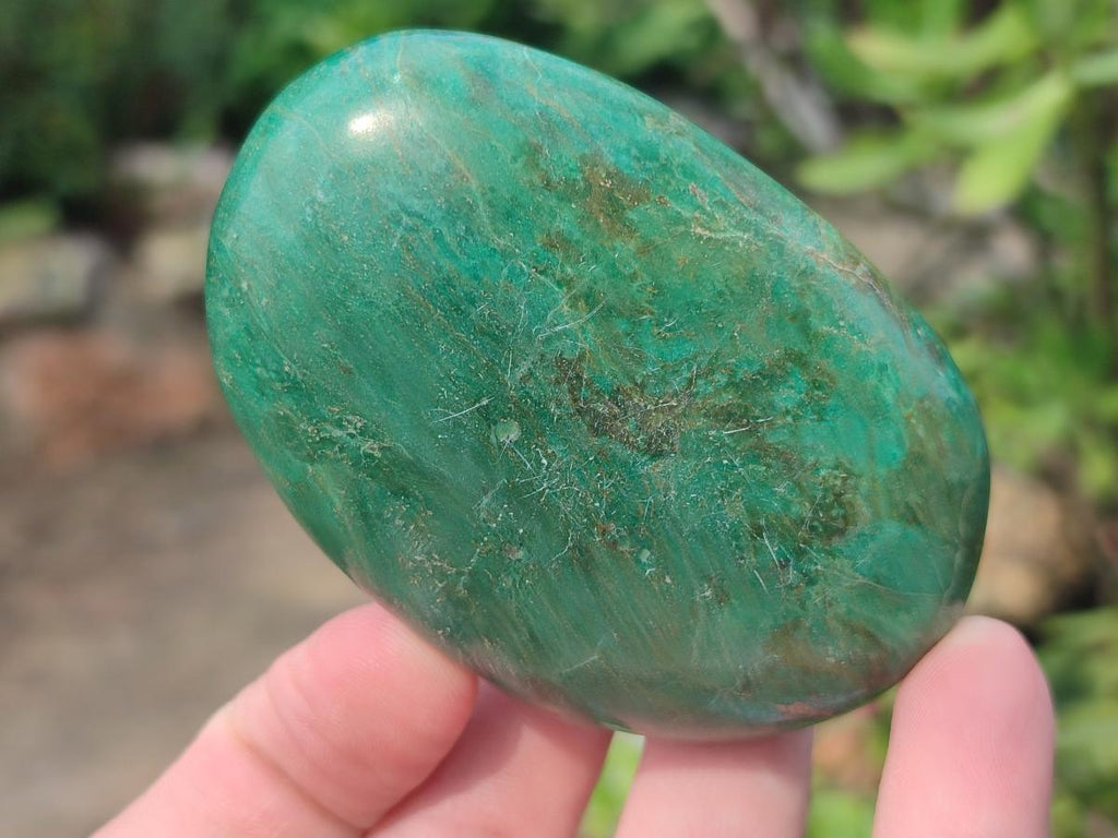 Polished Chrome Verdite Gemstone Galets  x 12 From Zimbabwe