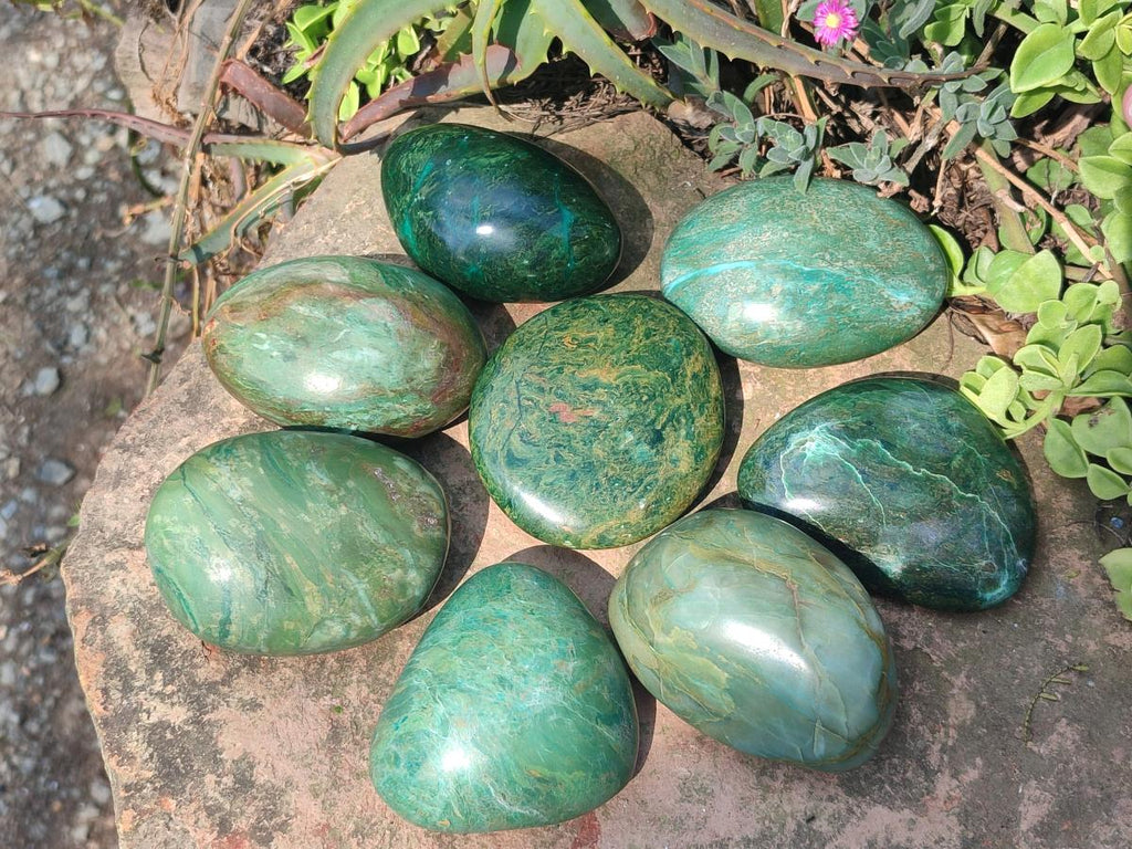 Polished Chrome Verdite Gemstone Galets  x 12 From Zimbabwe