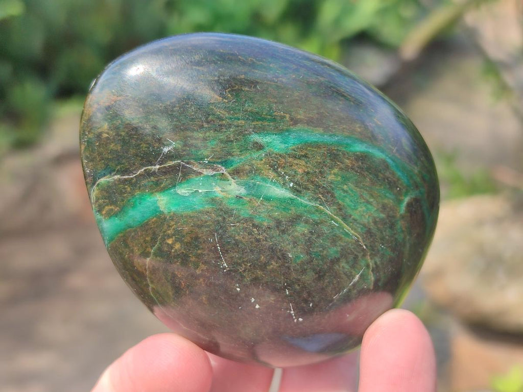 Polished Chrome Verdite Gemstone Galets  x 12 From Zimbabwe