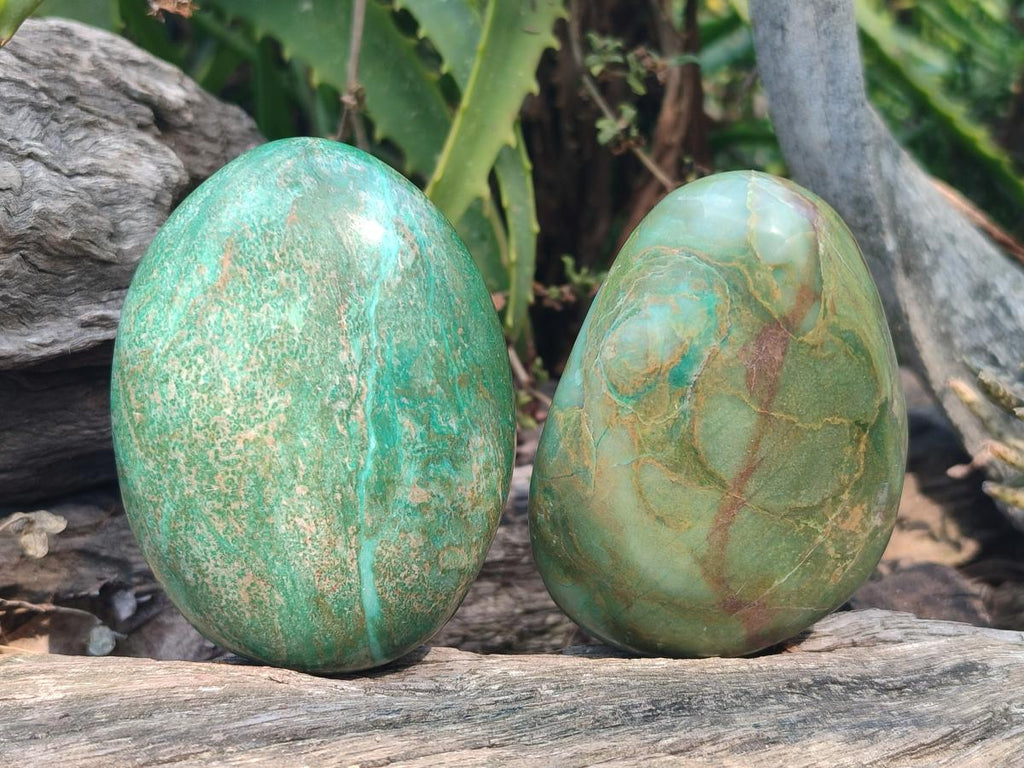 Polished Chrome Verdite Gemstone Galets  x 12 From Zimbabwe
