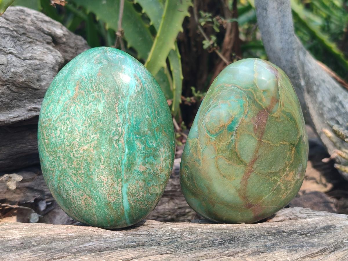 Polished Chrome Verdite Gemstone Galets  x 12 From Zimbabwe