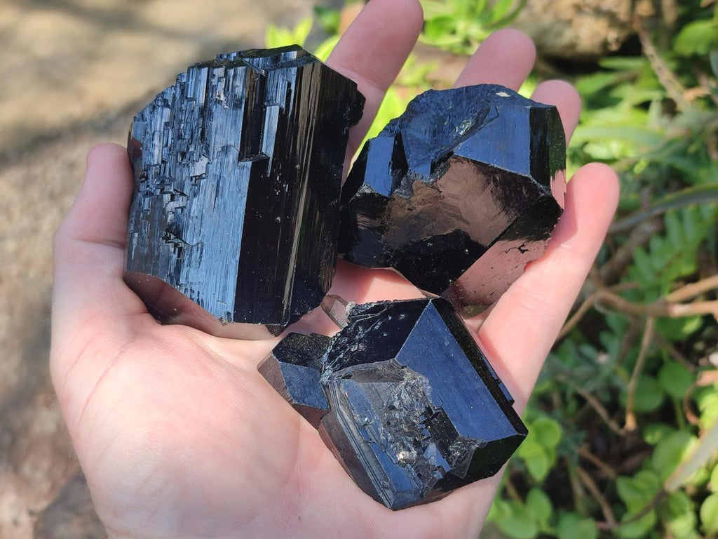 Natural Schorl Black Tourmaline Crystals and Clusters with Associated Minerals x 12 From Erongo, Namibia