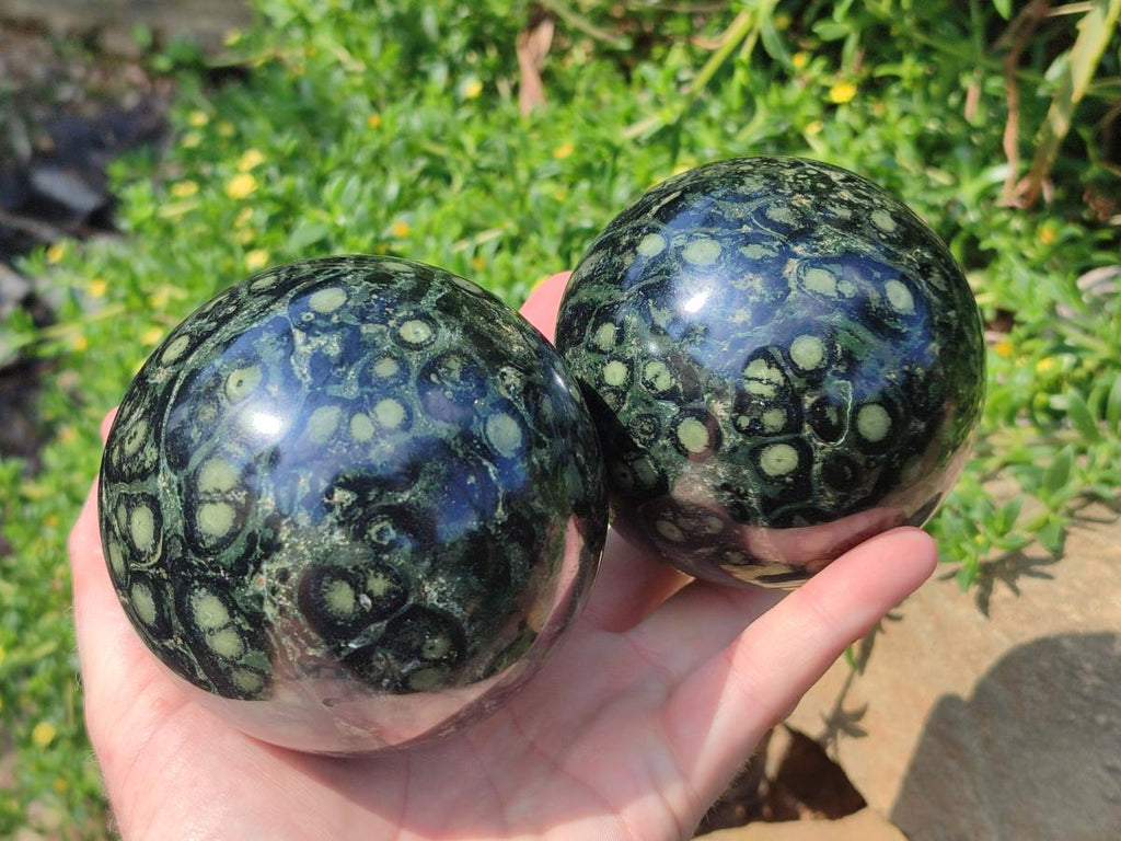 Polished Stromatolite "Kambamba Jasper" Spheres x 2 From Katsepy, Madagascar