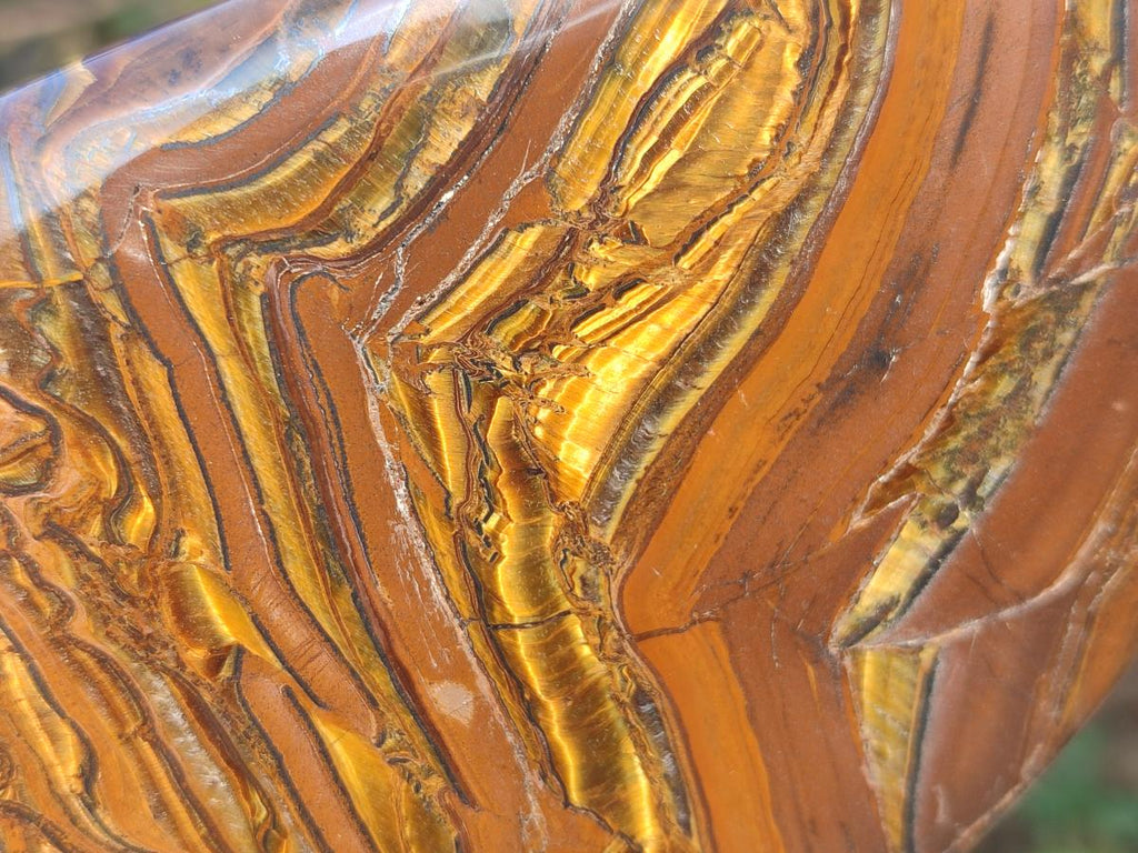 Polished Golden Tigers Eye Standing Display Pieces x 2 From Prieska, South Africa