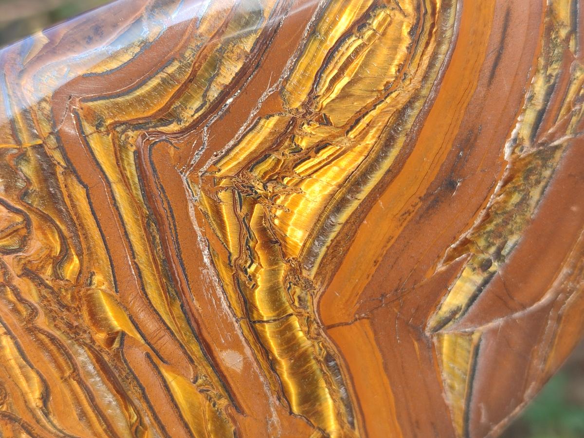 Polished Golden Tigers Eye Standing Display Pieces x 2 From Prieska, South Africa