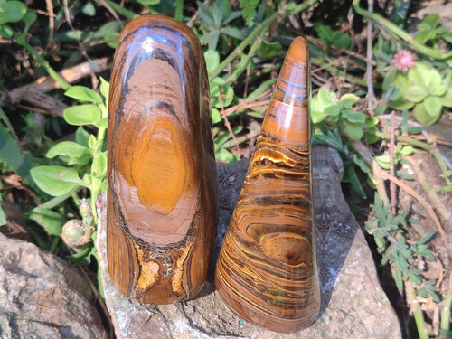 Polished Golden Tigers Eye Standing Display Pieces x 2 From Prieska, South Africa