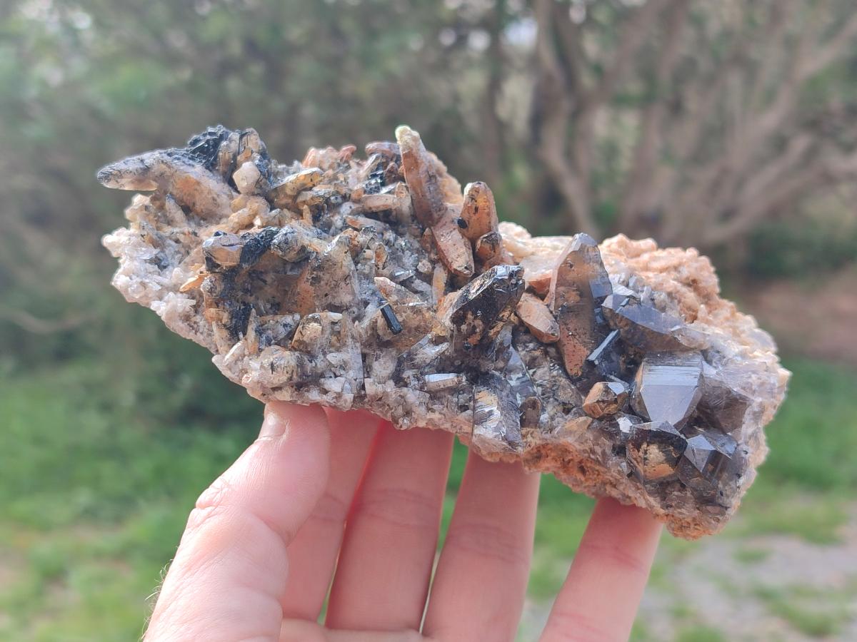 Natural Smokey Quartz Clusters with Associated Minerals x 4 From Erongo, Namibia