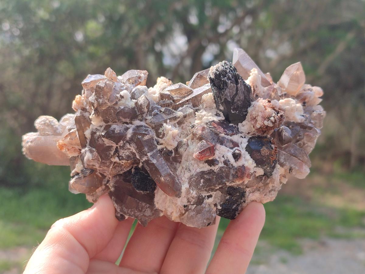Natural Smokey Quartz Clusters with Associated Minerals x 4 From Erongo, Namibia