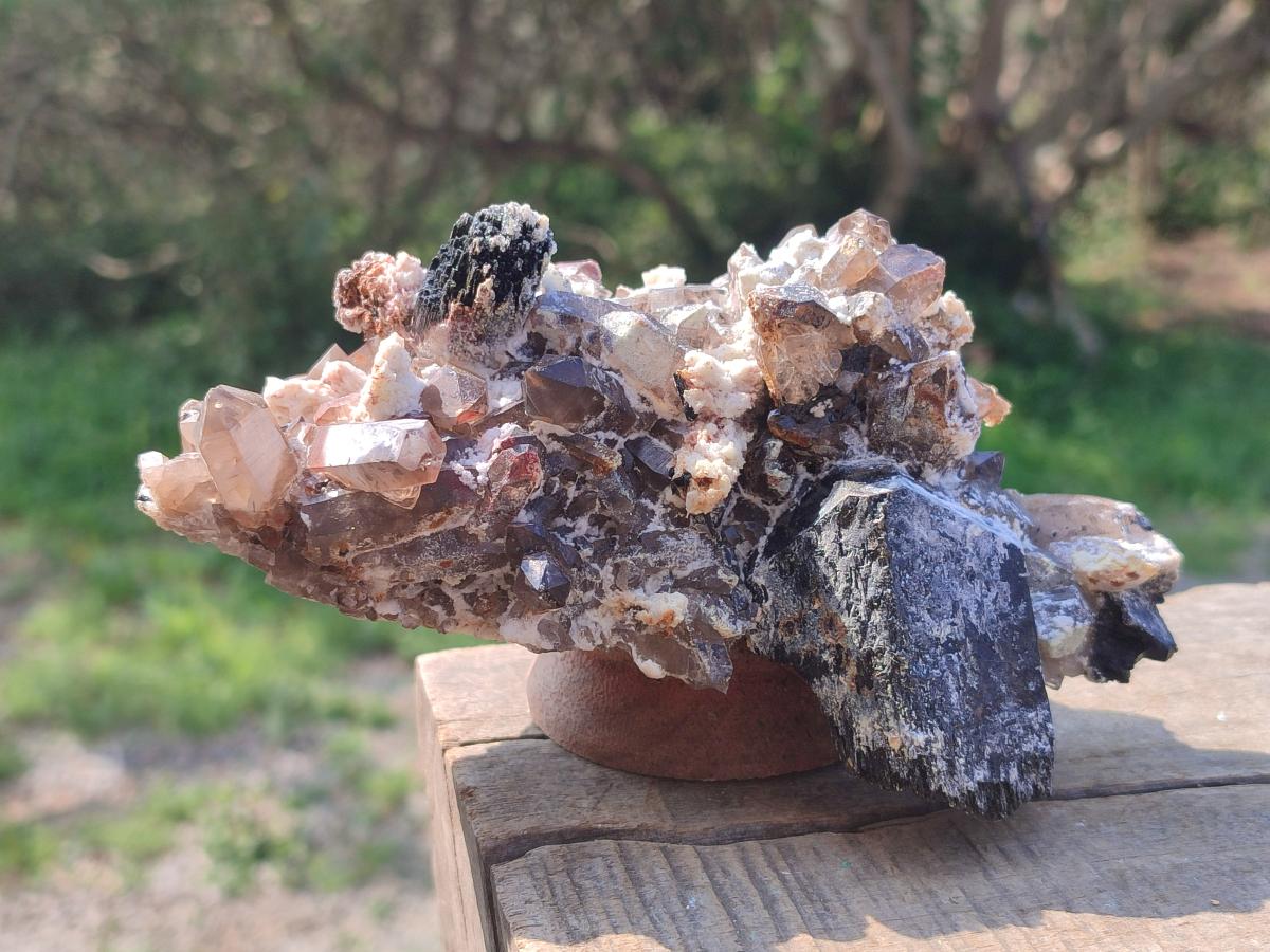 Natural Smokey Quartz Clusters with Associated Minerals x 4 From Erongo, Namibia