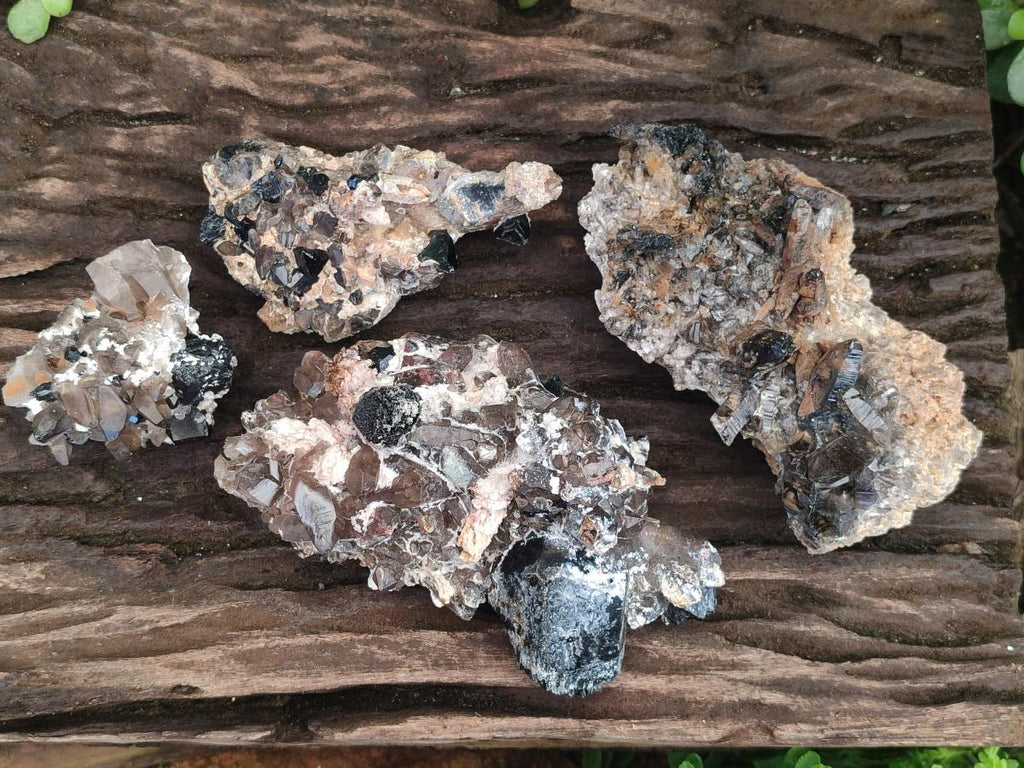 Natural Smokey Quartz Clusters with Associated Minerals x 4 From Erongo, Namibia