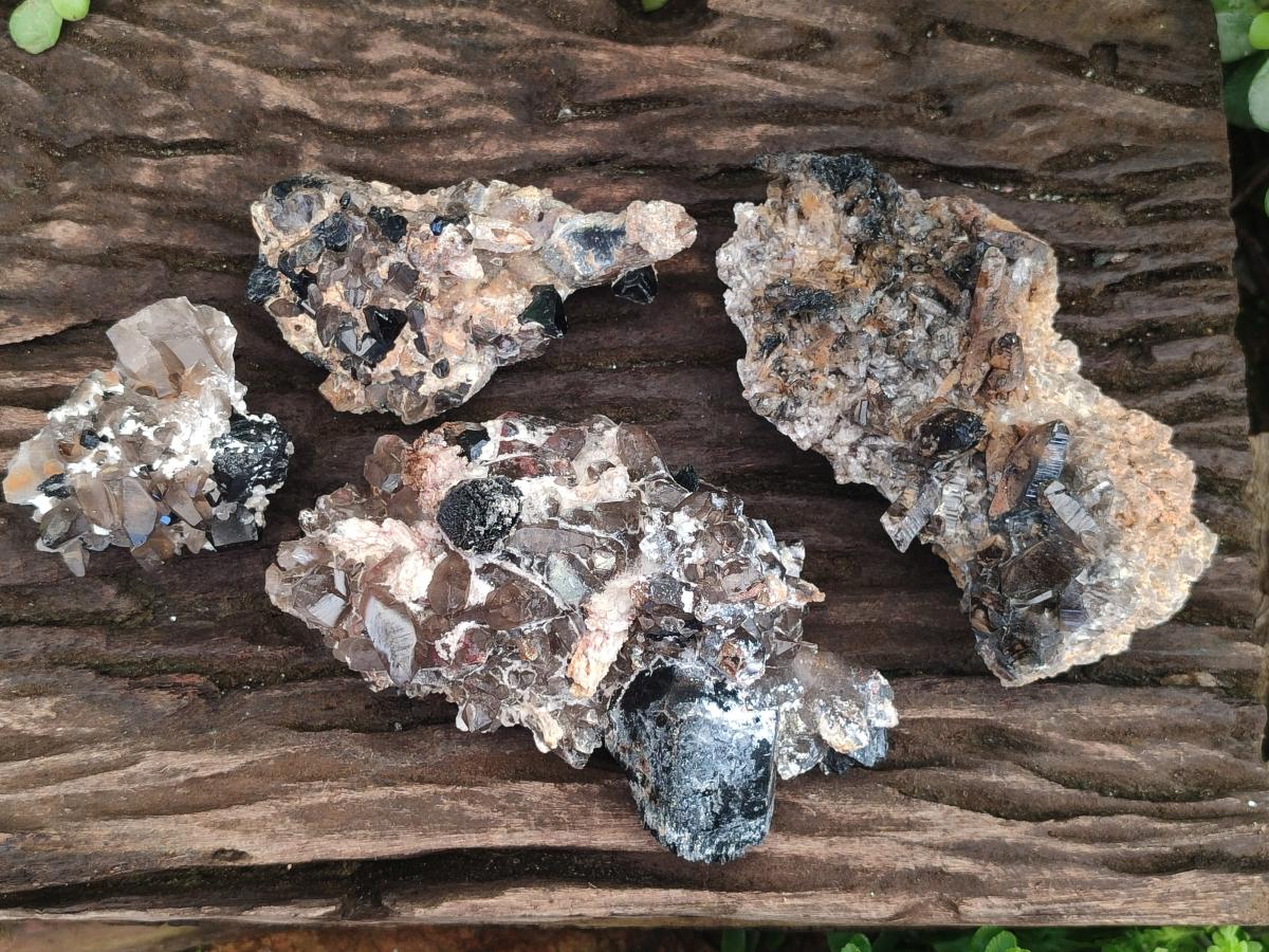 Natural Smokey Quartz Clusters with Associated Minerals x 4 From Erongo, Namibia