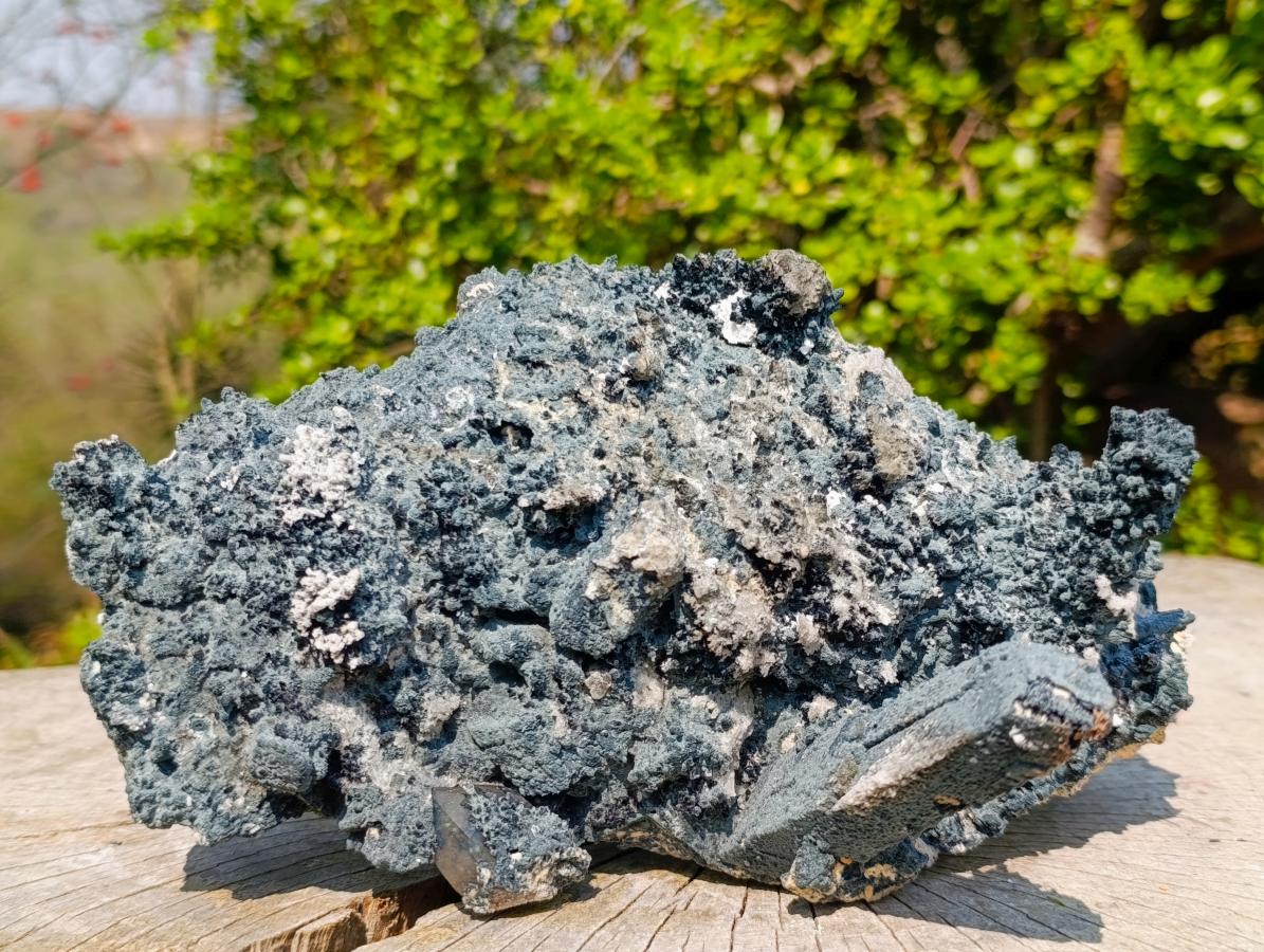 Natural Large Fibrous Foitite Specimen with Smokey Quartz on Feldspar x 1 From Erongo, Namibia
