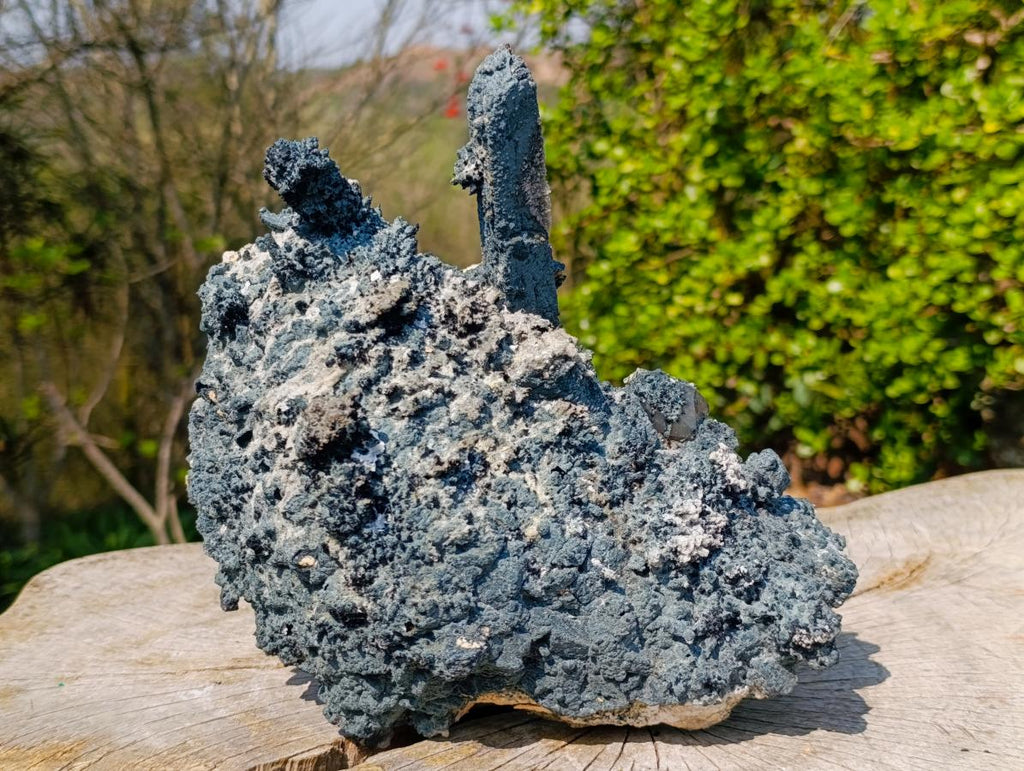Natural Large Fibrous Foitite Specimen with Smokey Quartz on Feldspar x 1 From Erongo, Namibia