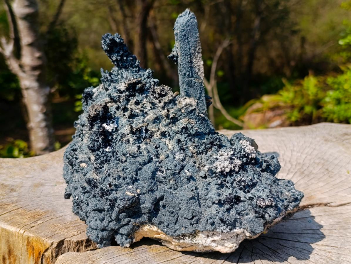 Natural Large Fibrous Foitite Specimen with Smokey Quartz on Feldspar x 1 From Erongo, Namibia