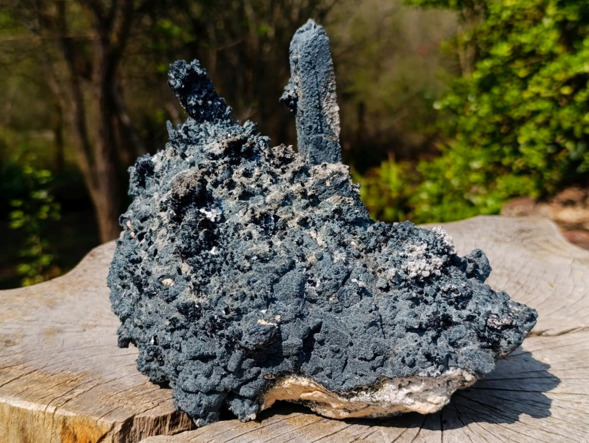 Natural Large Fibrous Foitite Specimen with Smokey Quartz on Feldspar x 1 From Erongo, Namibia