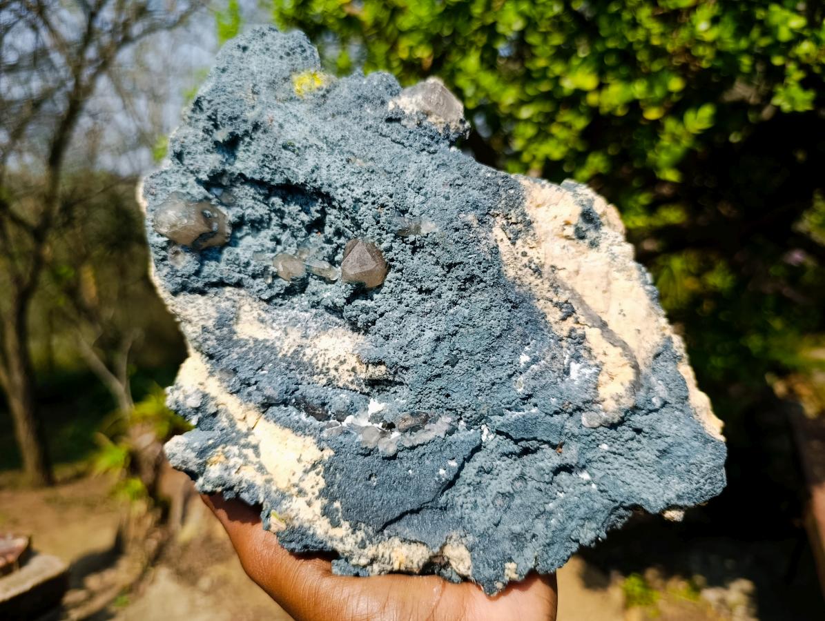 Natural Large Fibrous Foitite Specimen with Smokey Quartz on Feldspar x 1 From Erongo, Namibia