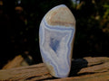 Polished and Natural Blue Lace Agate Standing Display Pieces x 3 From Nsanje, Malawi