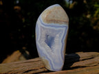 Polished and Natural Blue Lace Agate Standing Display Pieces x 3 From Nsanje, Malawi