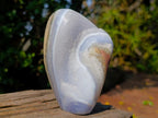 Polished and Natural Blue Lace Agate Standing Display Pieces x 3 From Nsanje, Malawi