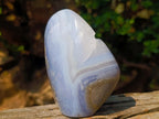 Polished and Natural Blue Lace Agate Standing Display Pieces x 3 From Nsanje, Malawi