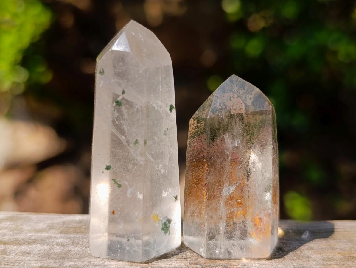 Polished Chlorite Quartz Moss Crystals x 25 From Mandoto, Madagascar