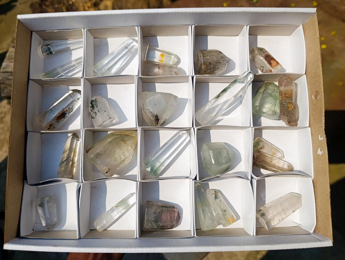 Polished Chlorite Quartz Moss Crystals x 25 From Mandoto, Madagascar