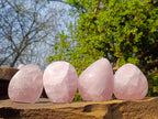 Polished Rose Quartz Standing Display Pieces x 12 From Zimbabwe