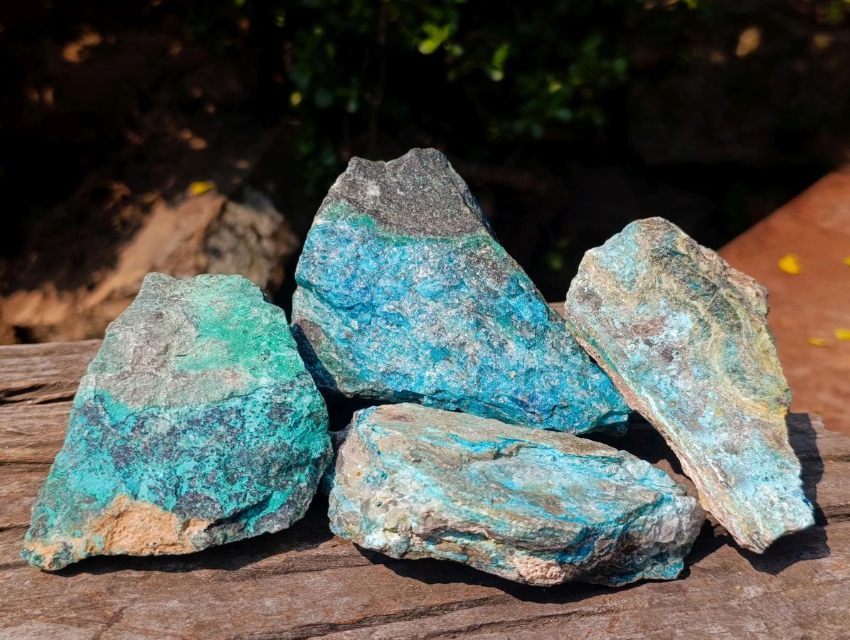 Natural Cobbed Shattuckite Specimens x 4 From Kaokoveld, Namibia