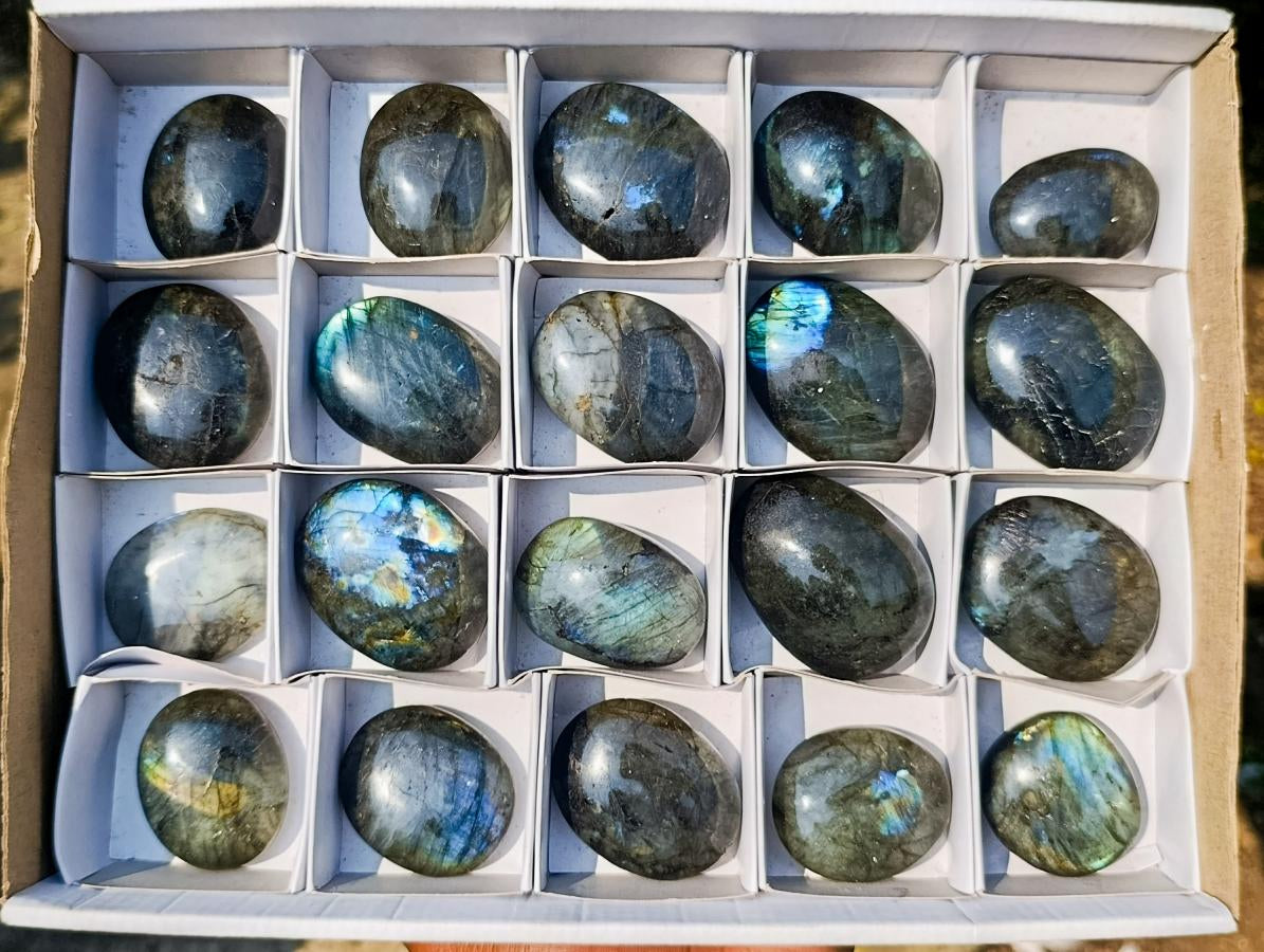 Polished Labradorite Palm Stones x 20 From Madagascar