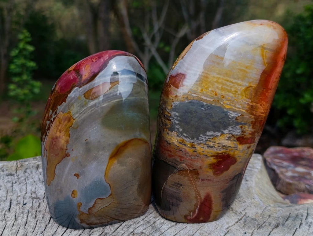 Polished Polychrome Jasper Standing Display Pieces x 2 From Androka, Madagascar
