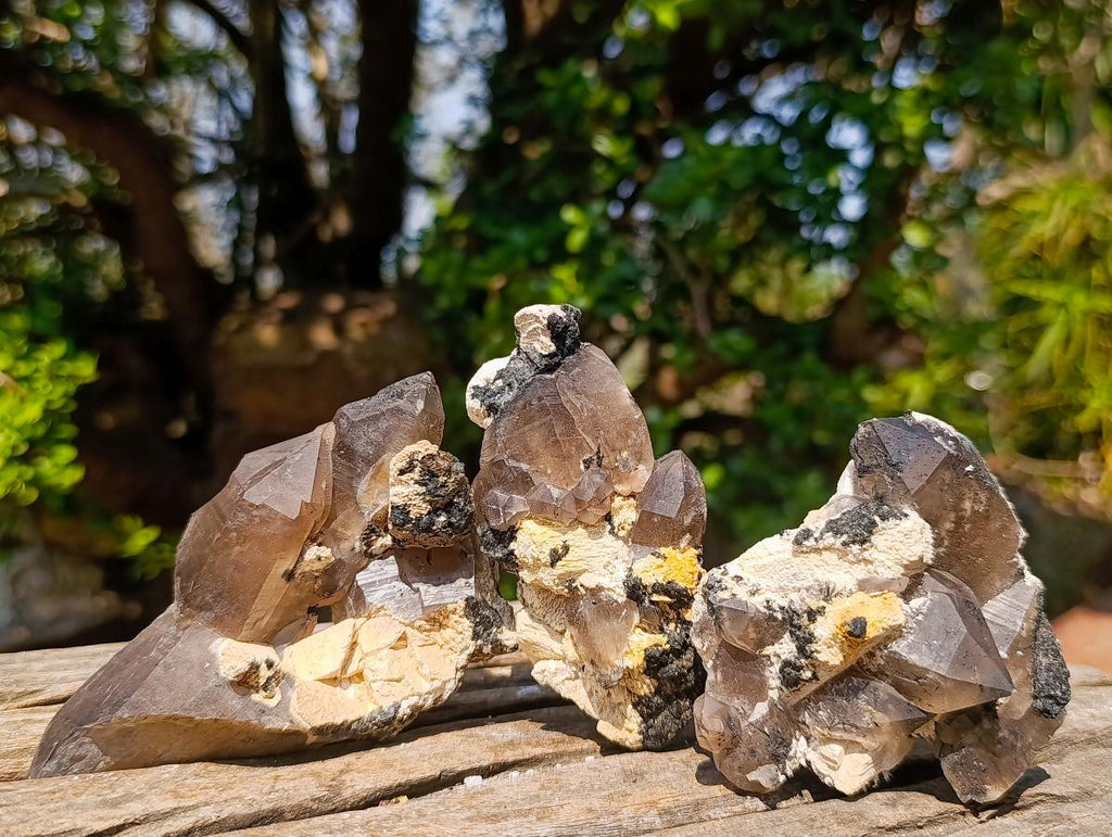 Natural Smokey Quartz Clusters with Associated Minerals x 12 From Erongo, Namibia