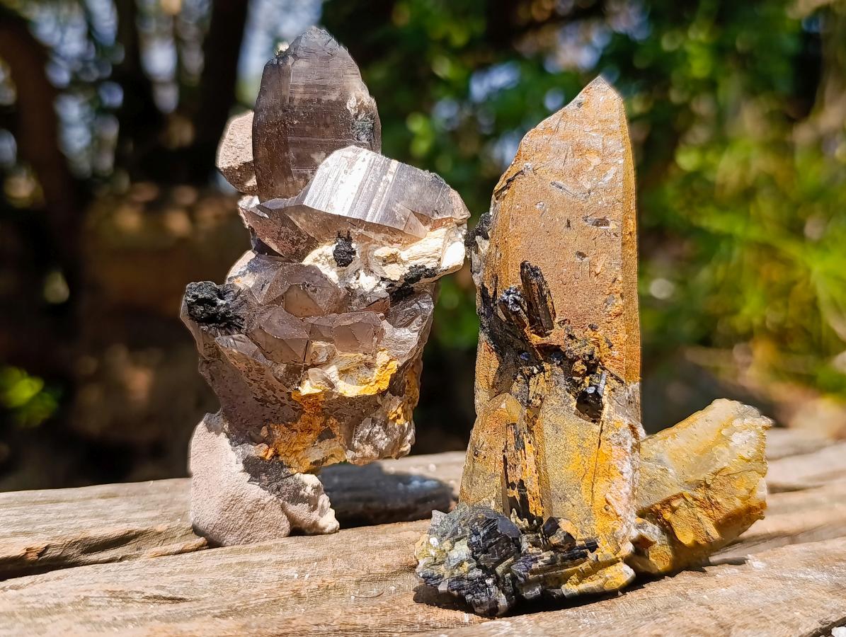 Natural Smokey Quartz Clusters with Associated Minerals x 12 From Erongo, Namibia