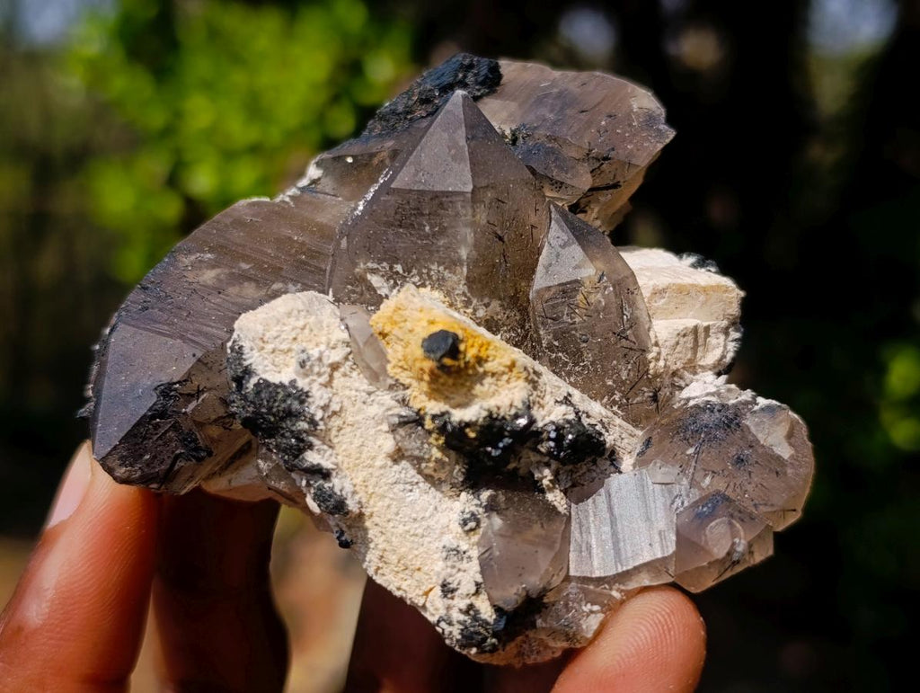 Natural Smokey Quartz Clusters with Associated Minerals x 12 From Erongo, Namibia