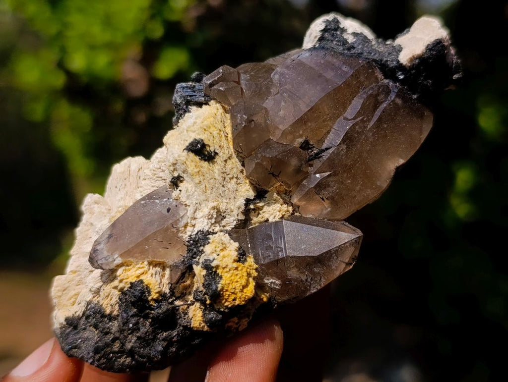 Natural Smokey Quartz Clusters with Associated Minerals x 12 From Erongo, Namibia