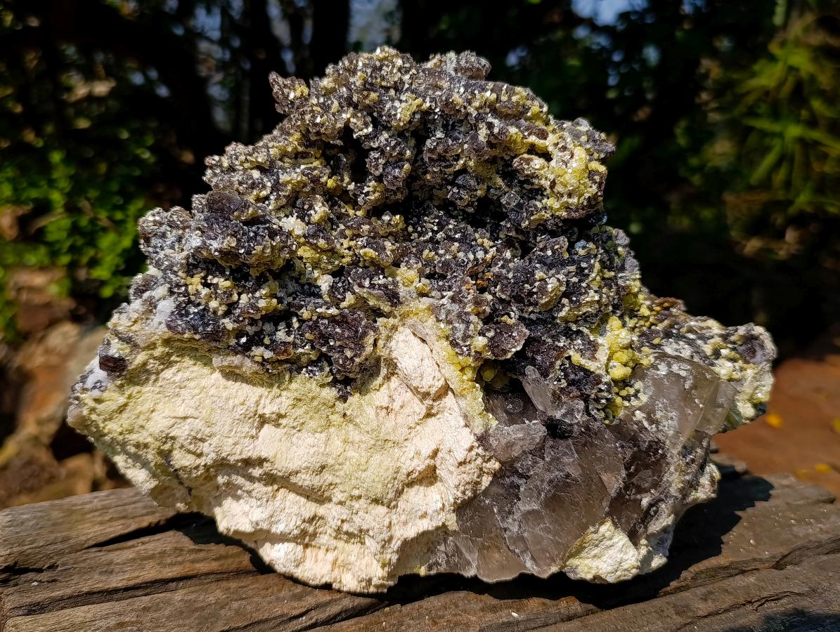 Natural XL Smokey Fluorite Specimen with Yellow Muscovite Mica x 1 From Erongo, Namibia