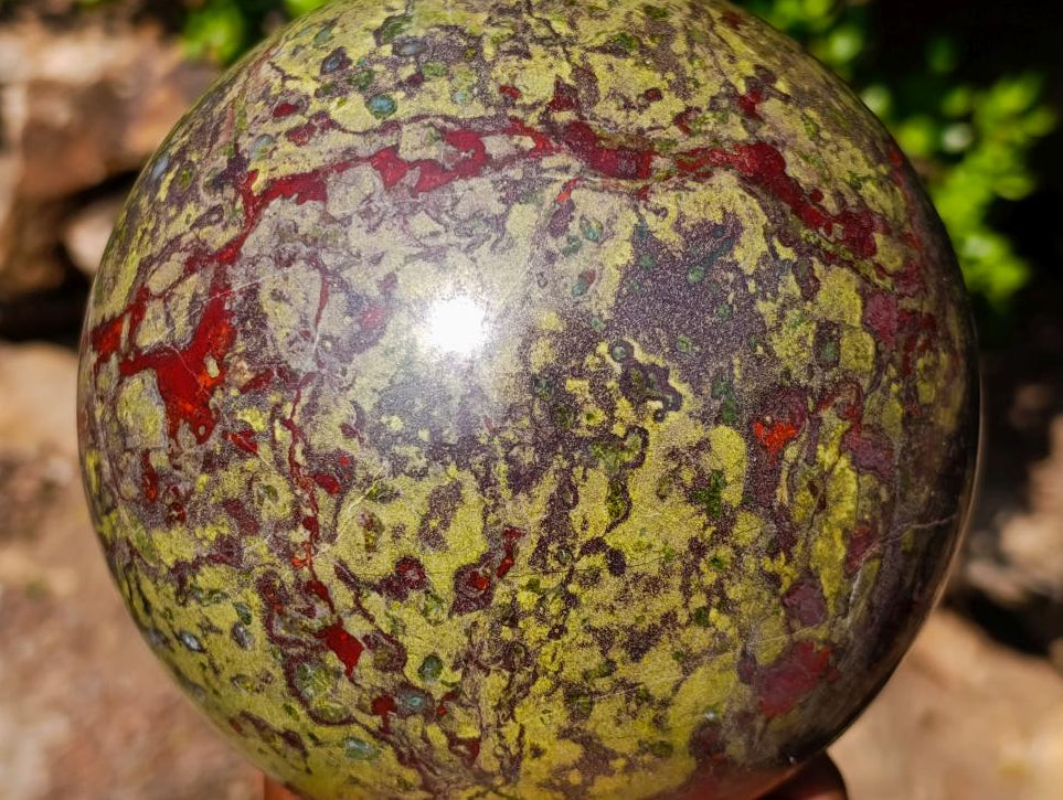 Polished XL Bastite Dragonsblood Stone Sphere x 1 From Tshipise, South Africa