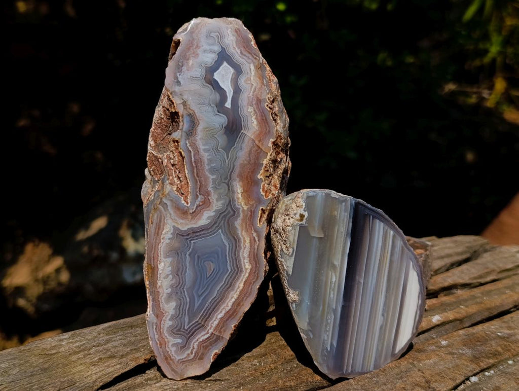 Polished One Side Red Shashe River Agate Nodules x 4 From Shashe River, Zimbabwe