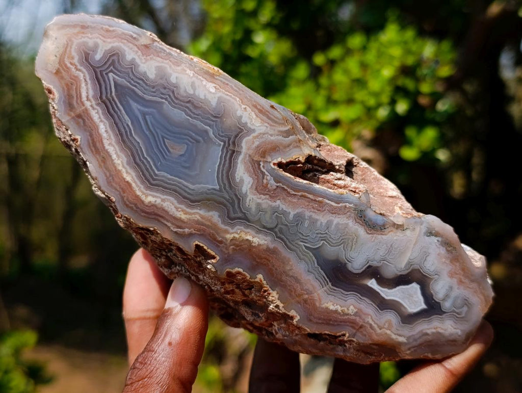 Polished One Side Red Shashe River Agate Nodules x 4 From Shashe River, Zimbabwe