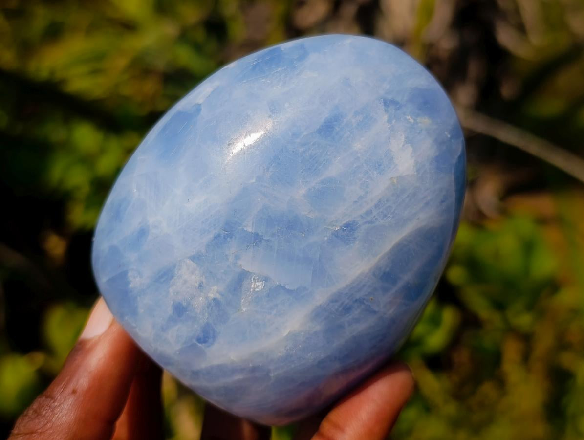 Polished Blue Calcite Standing Display Pieces x 6 From Madagascar