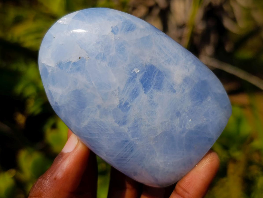 Polished Blue Calcite Standing Display Pieces x 6 From Madagascar